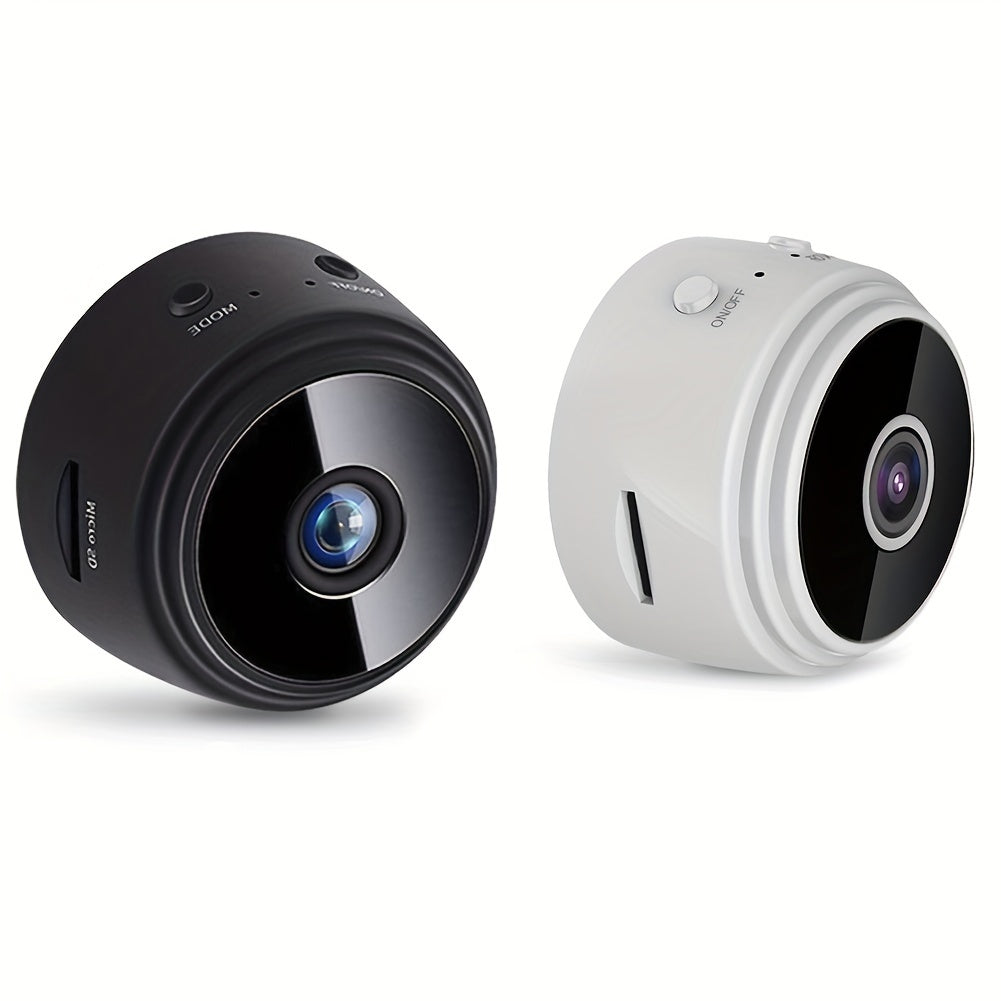 Minicámara de vigilancia inalámbrica con tapa trasera magnética, captura de video de 480p, batería recargable de polímero de litio, alimentación por USB/batería, Wi-Fi para monitoreo en casa, oficina y auto (blanco y negro)