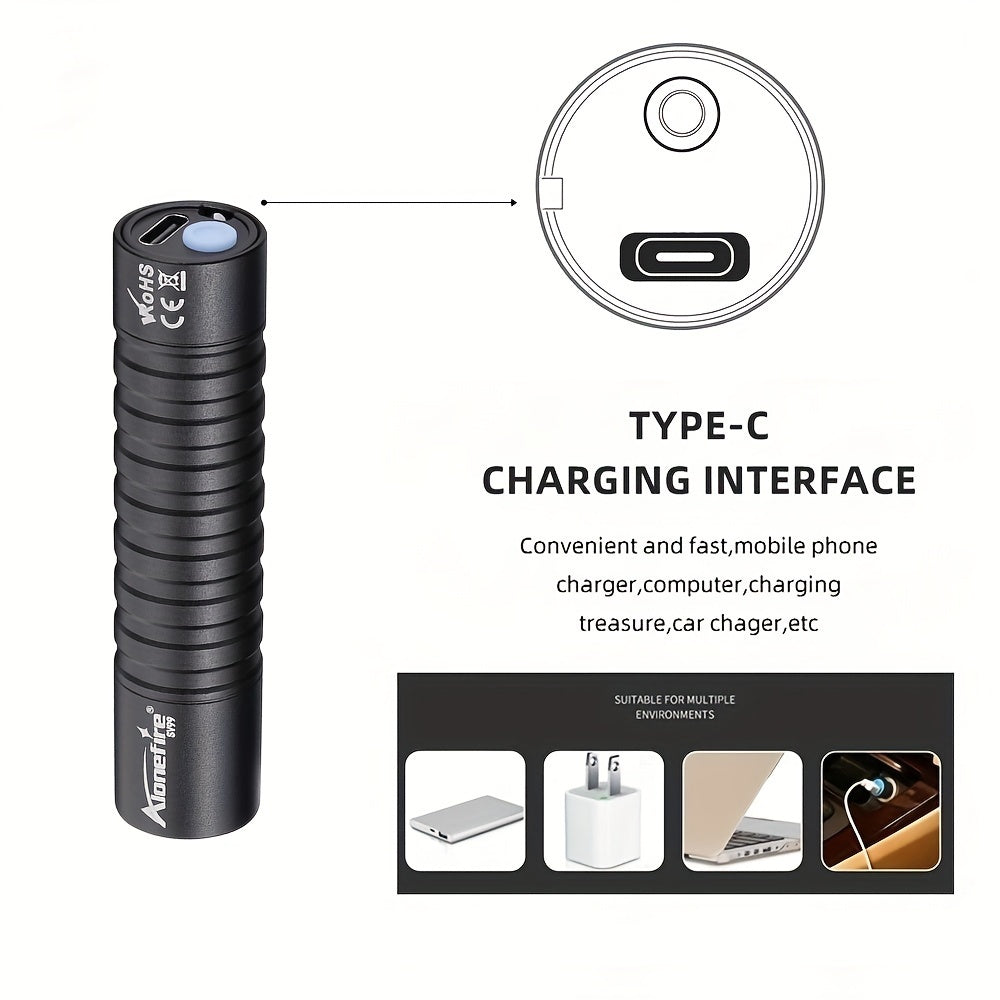 Mini linterna LED UV AloneFire: luz negra dual de 365 nm/395 nm, recargable por USB, linterna de bolsillo de alto brillo para tinta invisible, esmalte de uñas, manchas de mascotas y más.