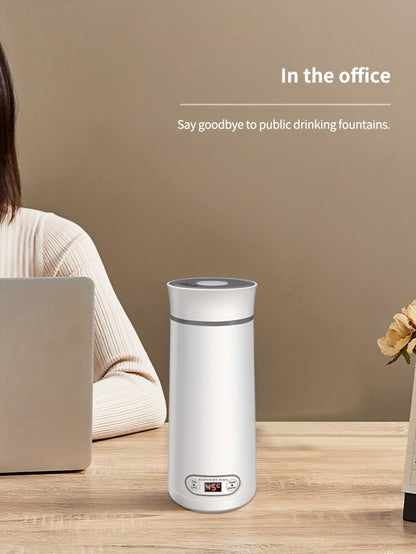 EU Plug Travel Electric Kettle, 350Ml Portable Small Tea Coffee Kettle Water Boiler, Personal Water Heater, with Temperature Control & LED Display, 300W, 304 Stainless Steel, Mini Heated Water Cup for Coffee, Tea, Milk, Soup,