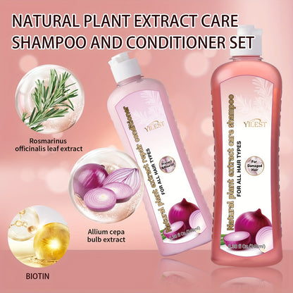 Set de champú y acondicionador de cebolla y biotina: Cuidado con extractos vegetales naturales para todo tipo de cabello: repara, hidrata y fortalece el cabello dañado.