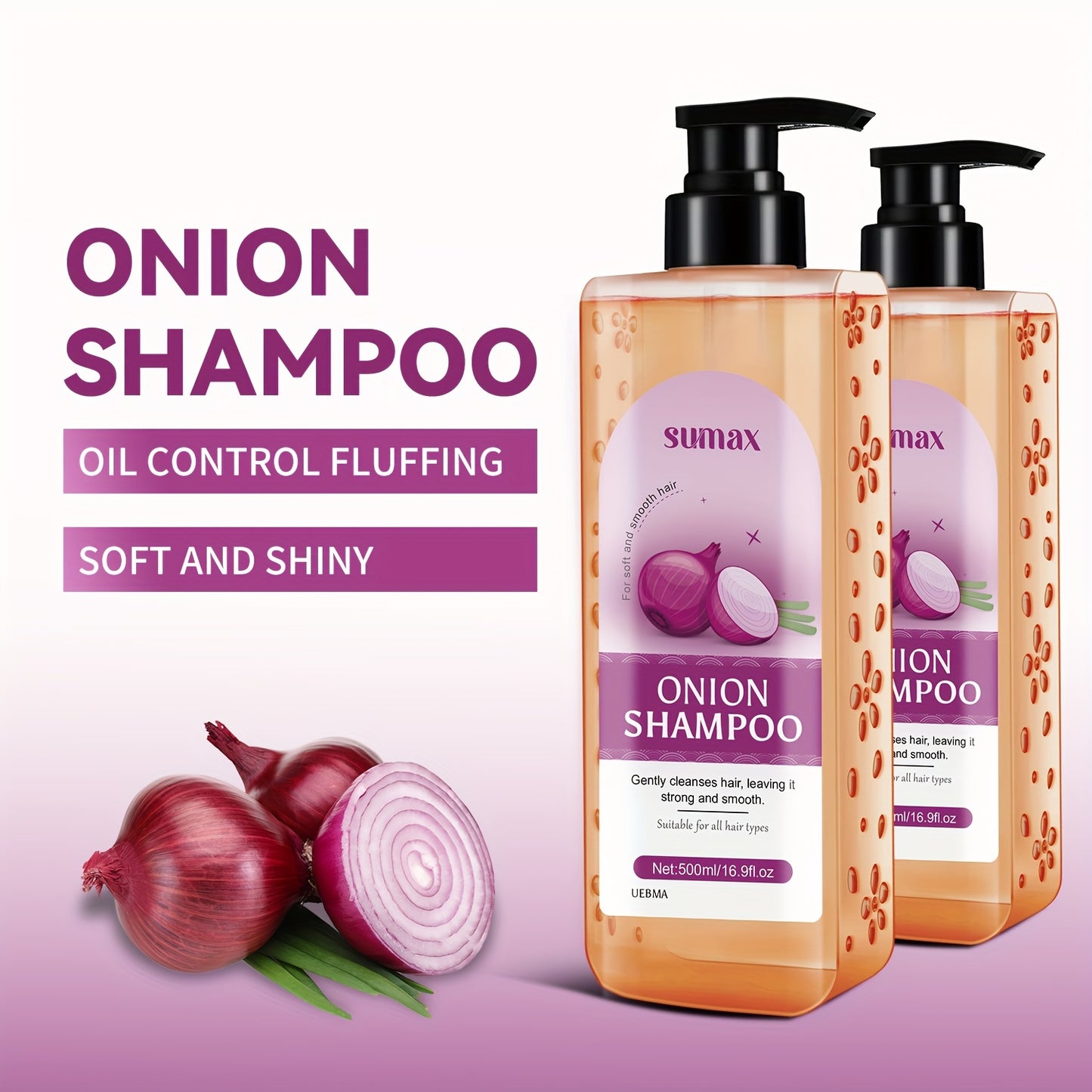 [Popular Choice] SUMAX Onion Biotin Scented Shampoo for Thicker, Fuller Hair - Reduces Loss, Enhances Shine, Controls Oil & Dandruff Removal, Suitable for All Hair Types, 500ml Large Capacity