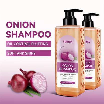 [Popular Choice] SUMAX Onion Biotin Scented Shampoo for Thicker, Fuller Hair - Reduces Loss, Enhances Shine, Controls Oil & Dandruff Removal, Suitable for All Hair Types, 500ml Large Capacity