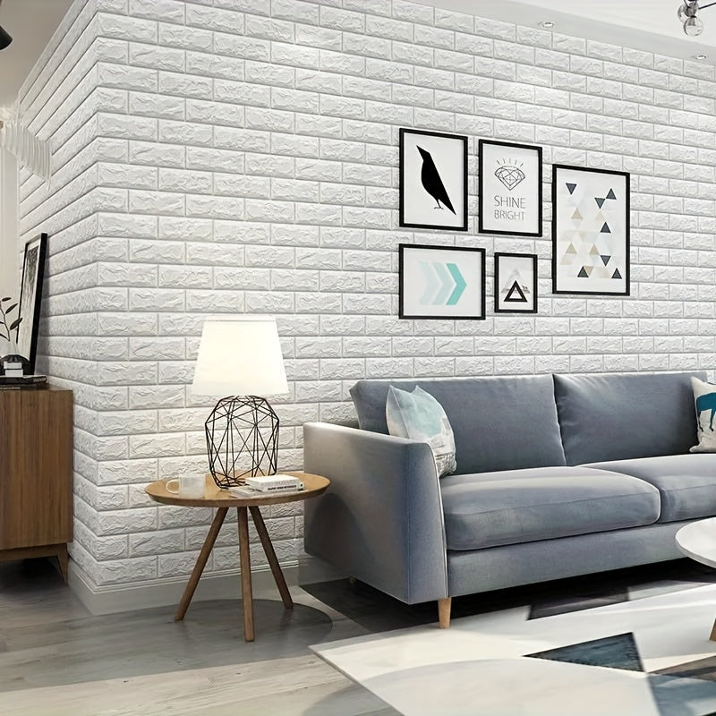 Modern 3D Peel-and-Stick Wall Decals - Easy Clean, Self-Adhesive Foam Wallpaper for Kitchen, Living Room, Bathroom, Hallway - European Home Decor, DIY Renovation, Easy Cut and Stick, Bedroom and Living Room Decor, 3D, Foam Wa