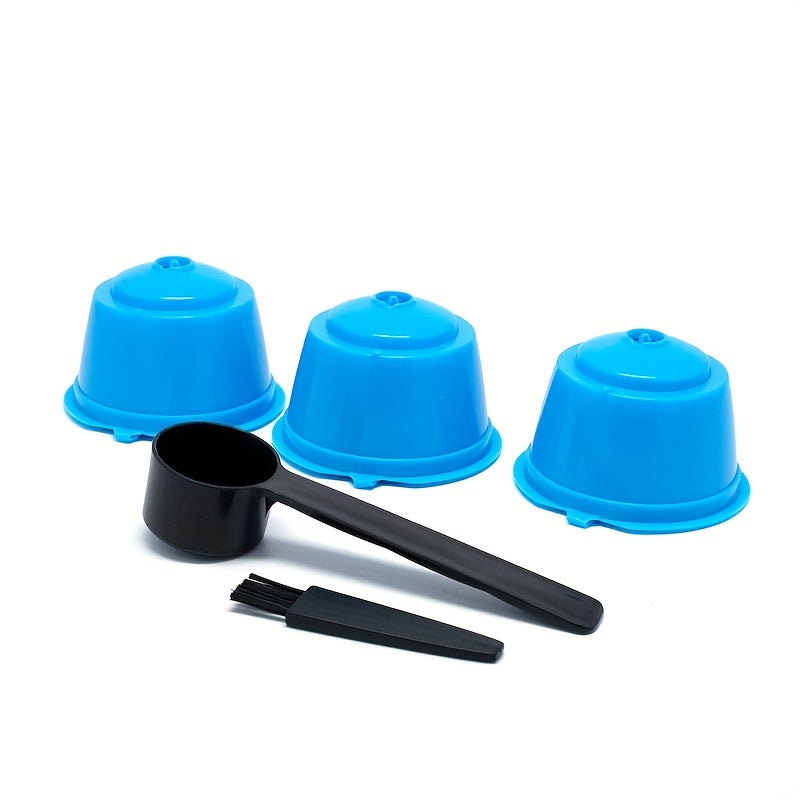 3Pcs Fit For Dolce Gusto Coffee Filter Cup Reusable Coffee Capsule Filters For With Spoon Brush
