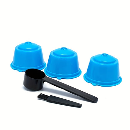 3Pcs Fit For Dolce Gusto Coffee Filter Cup Reusable Coffee Capsule Filters For With Spoon Brush