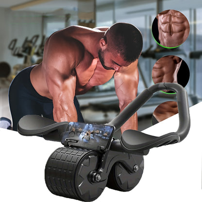 Universal Abdominal Exercise Wheel with Automatic Rebound, Elbow Support - Core Strength Trainer, Uncharged Dual-Wheel Abs Roller for Men and Women, Durable Spandex and PVC Construction
