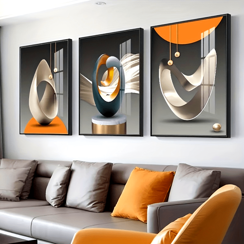 3-piece Modern Canvas Print Posters, Abstract Geometric Canvas Wall Art Paintings, Artwork Wall Painting for Living Room Bedroom Bathroom Office Hallway Kitchen Wall Decor, No Frames