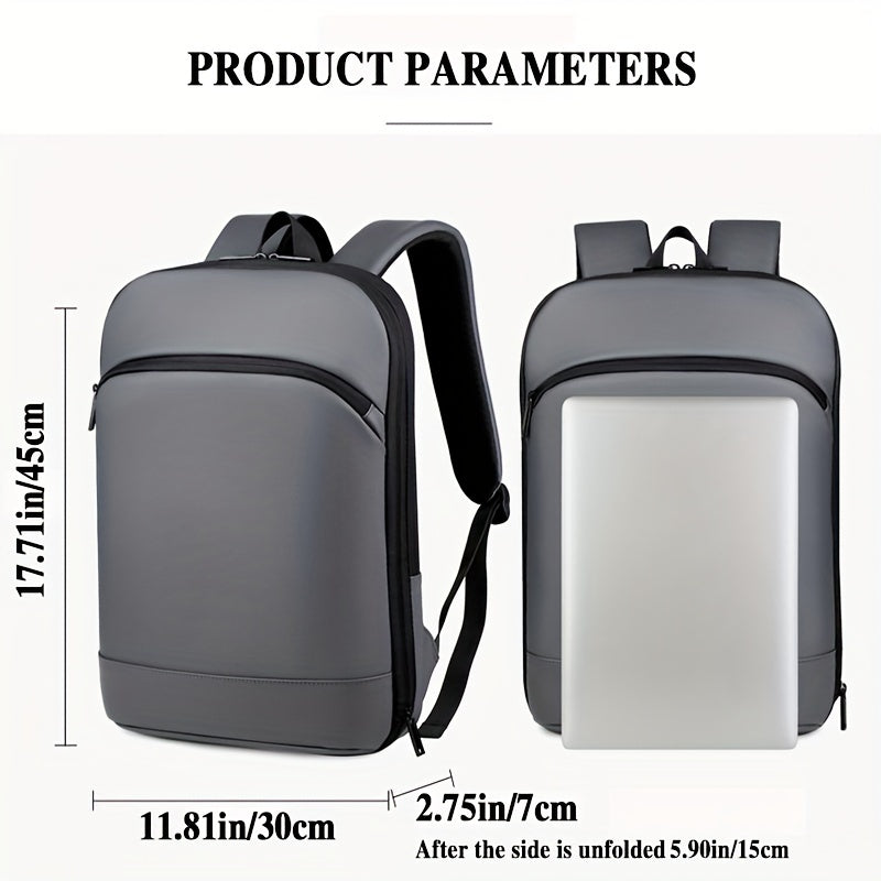 1pc Men's Solid Color Business Backpack, Commuter Bag With Trolley Strap, Casual Daypack For Going Out &amp; Leisure Travel, Waterproof 15-in Laptop Bag