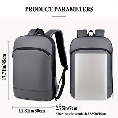 1pc Men's Solid Color Business Backpack, Commuter Bag With Trolley Strap, Casual Daypack For Going Out & Leisure Travel, Waterproof 15-in Laptop Bag