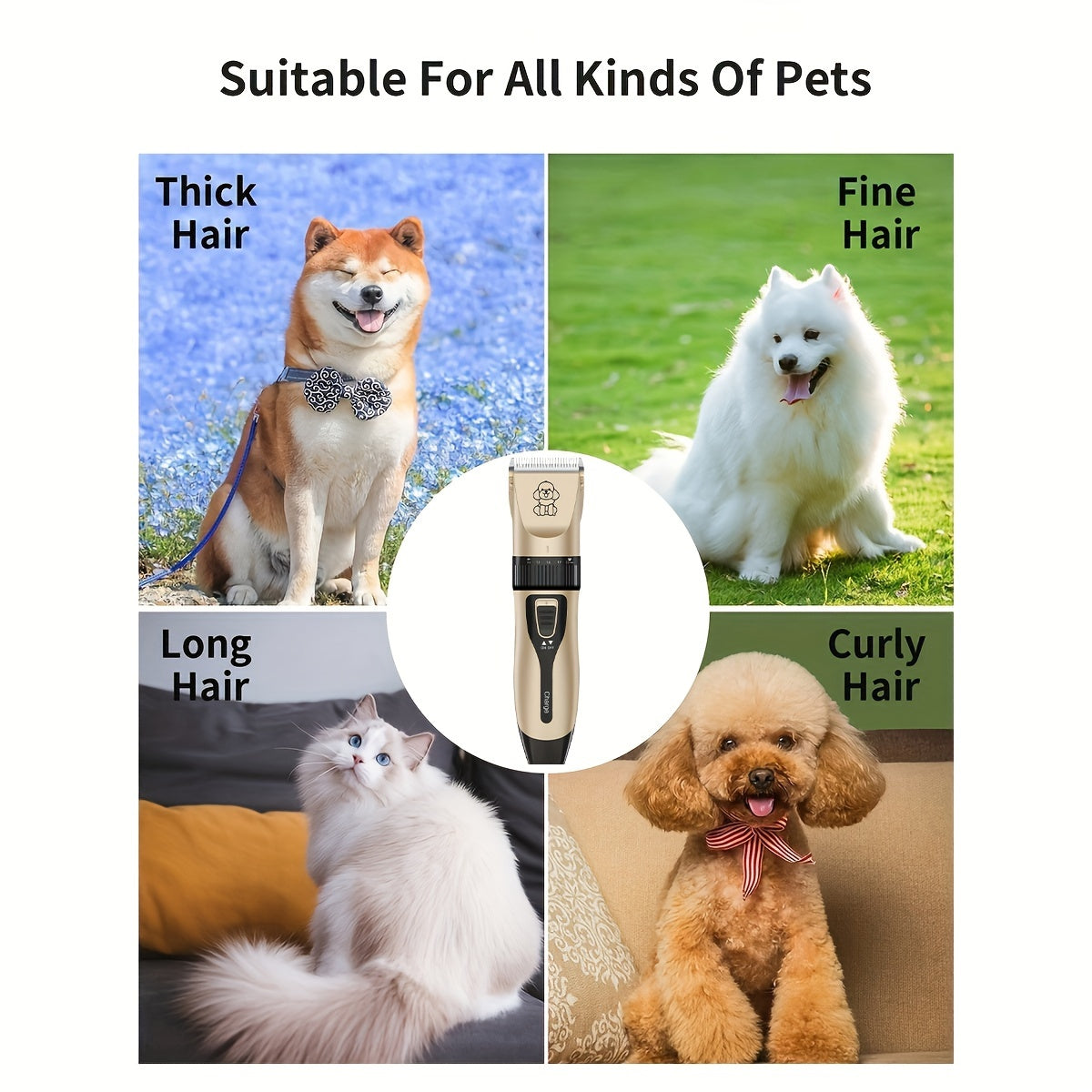 1pc Rechargeable Low-noise Electric Cordless Pet Clipper, Used For Grooming Dog And Cat Hair, Dog Hair Clipper Kit, Suitable For Various Sizes And Lengths Of Pet Hair, Pet Hair Trimmer, Suitable For Cats, Dogs, And Human Hair