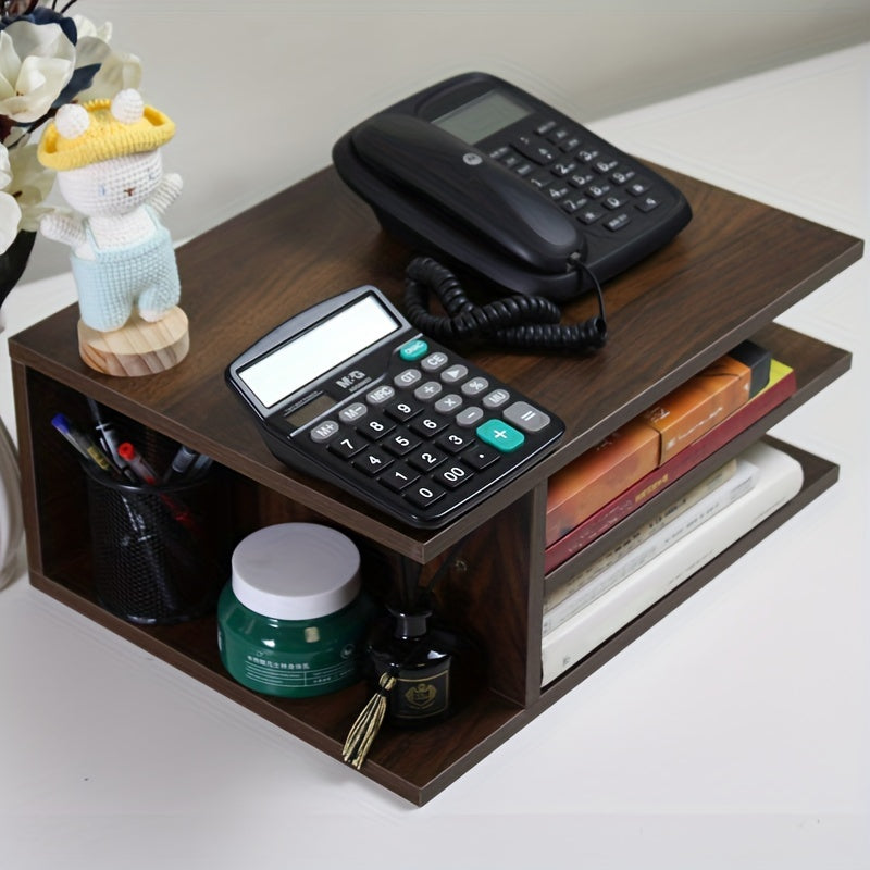 Square Wooden Fiberboard Desk Organizer - Sturdy Storage Rack for Office Supplies, Printer Stand, and Home Organization with Ample Space