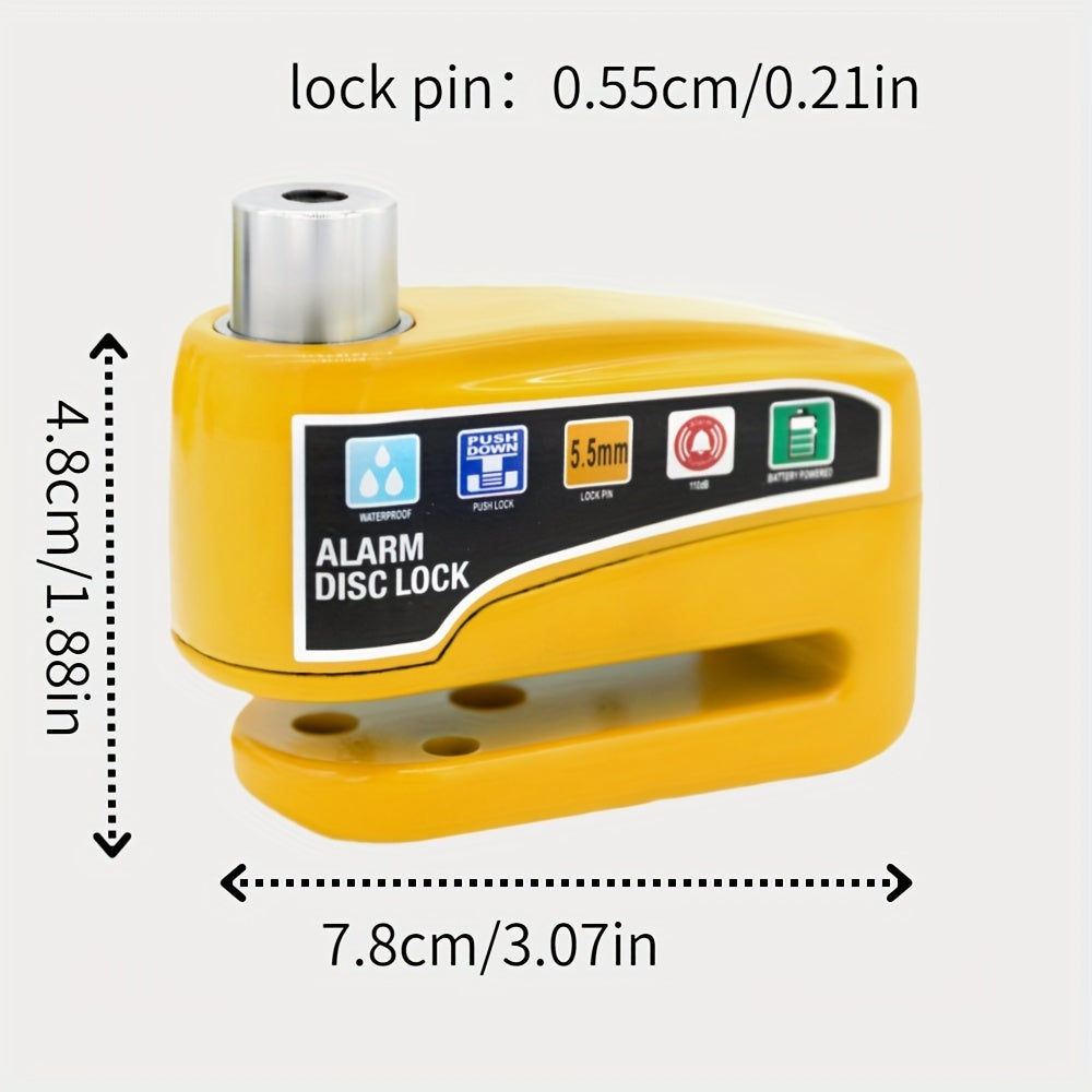 High Decibel Alarm Disc Lock for Bikes, Heavy-Duty Anti-Theft Motorcycle Lock with Motion Sensor - Waterproof Zinc Alloy Bicycle Disc Brake Lock with 2 Keys and Hex Wrench for Outdoor Generator, Scooter, Tricycle, Baby Carria