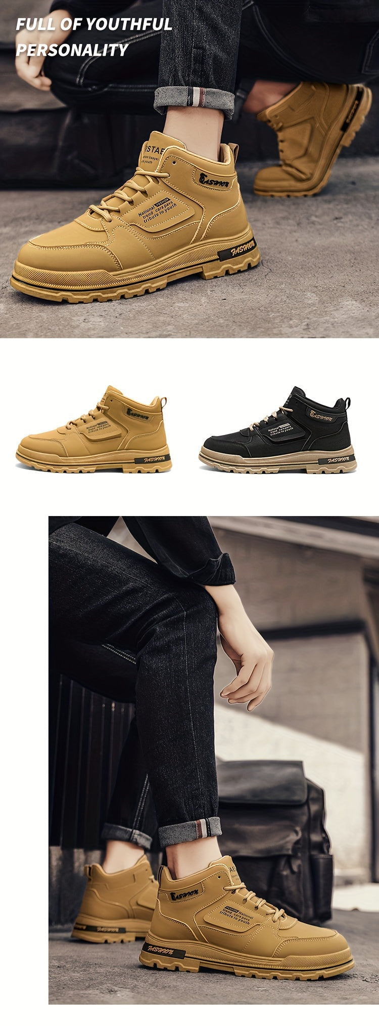 Zapatillas de skate de caña alta para hombre, antideslizantes y duraderas, ideales para caminar por la calle, viajar y actividades informales | Zapatillas retro de piel sintética a la moda para hombre