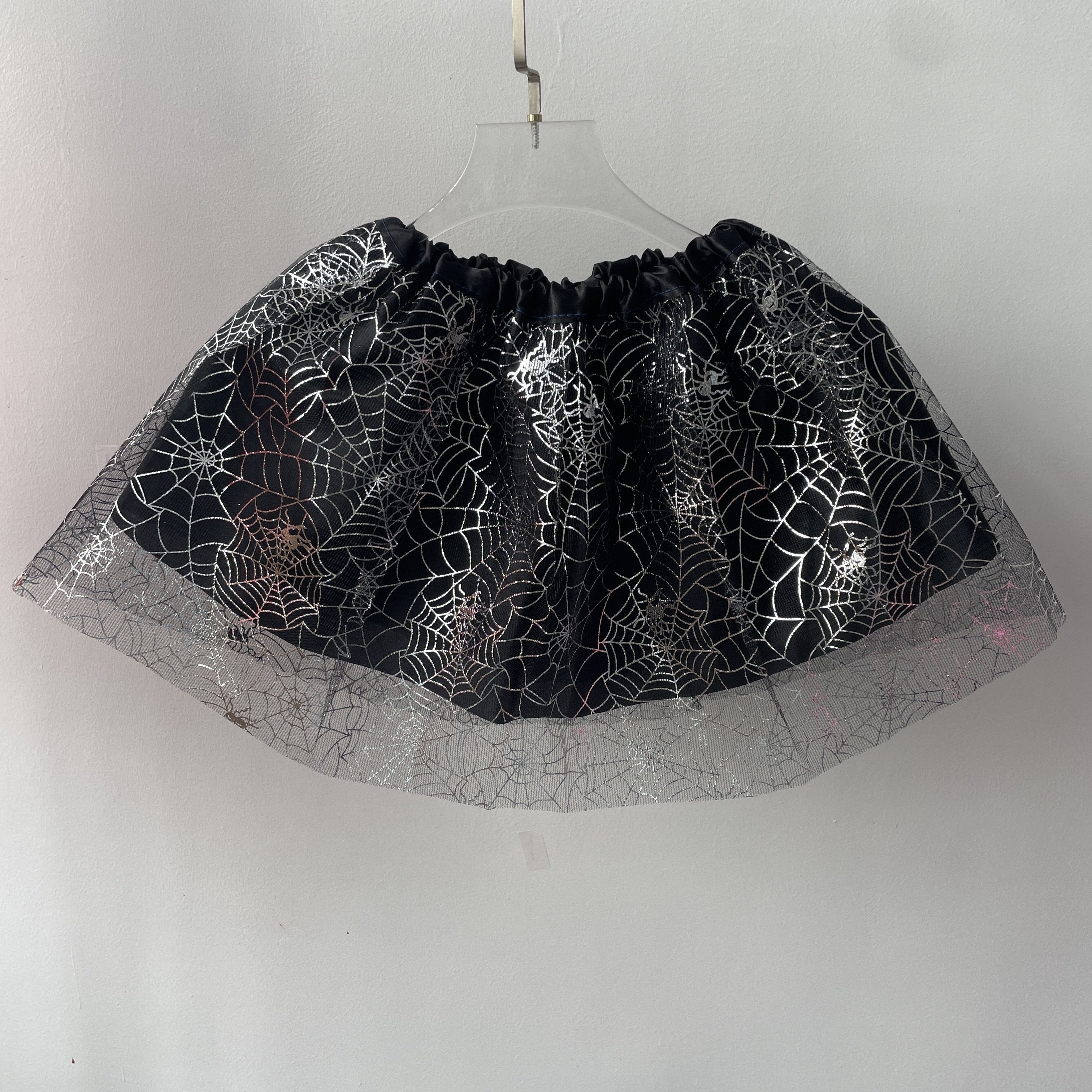 Artículos para disfraces de Halloween, falda de malla con tutú, falda corta con dibujos de telaraña, ideal para festivales, espectáculos de baile y otras ocasiones.