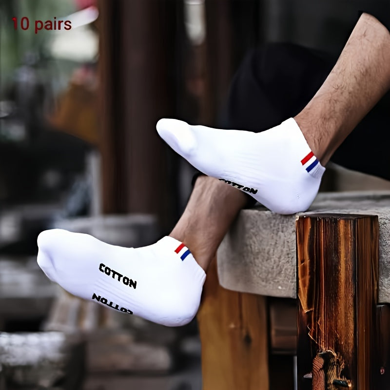 10pcs Breathable No-Show Socks - Comfortable, Sweat-Wicking Athletic Boat Socks for Men & Women