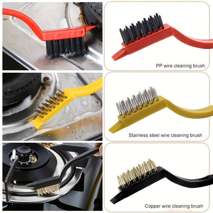 8pcs Multi-Function Cleaning Brush Set - Durable Stainless Steel & Plastic Tools for Kitchen, Bathroom, and Outdoor Use - Includes Stove, Range Hood, Refrigerator Gap, Cup, and Lobster Brushes
