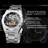 Reloj mecánico automático para hombre: esqueleto de diamantes de imitación 3D, acero inoxidable, estilo deportivo y profesional, regalo perfecto.
