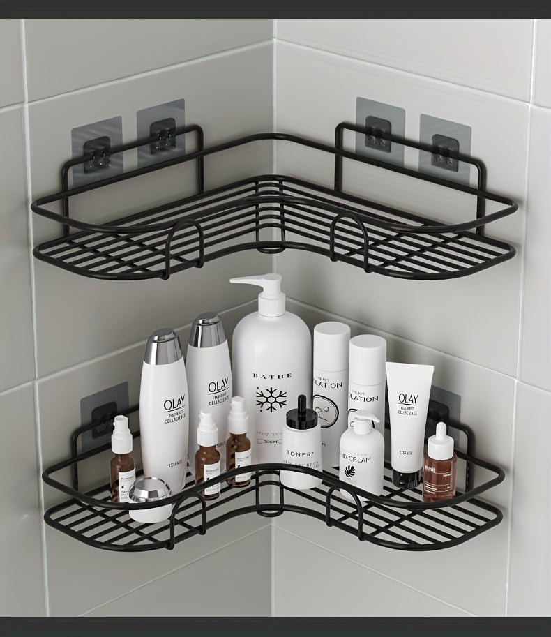 Estante de esquina sin perforaciones para baño, organizador de pared para inodoro, champú, loción y cosméticos, accesorios de baño