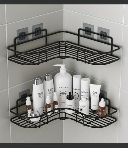 Estante de esquina sin perforaciones para baño, organizador de pared para inodoro, champú, loción y cosméticos, accesorios de baño