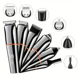 Recortador de barba para hombre, inalámbrico, para bigote, nariz, orejas, rostro, kit de aseo todo en uno, recargable por USB y con pantalla LED (1 juego)