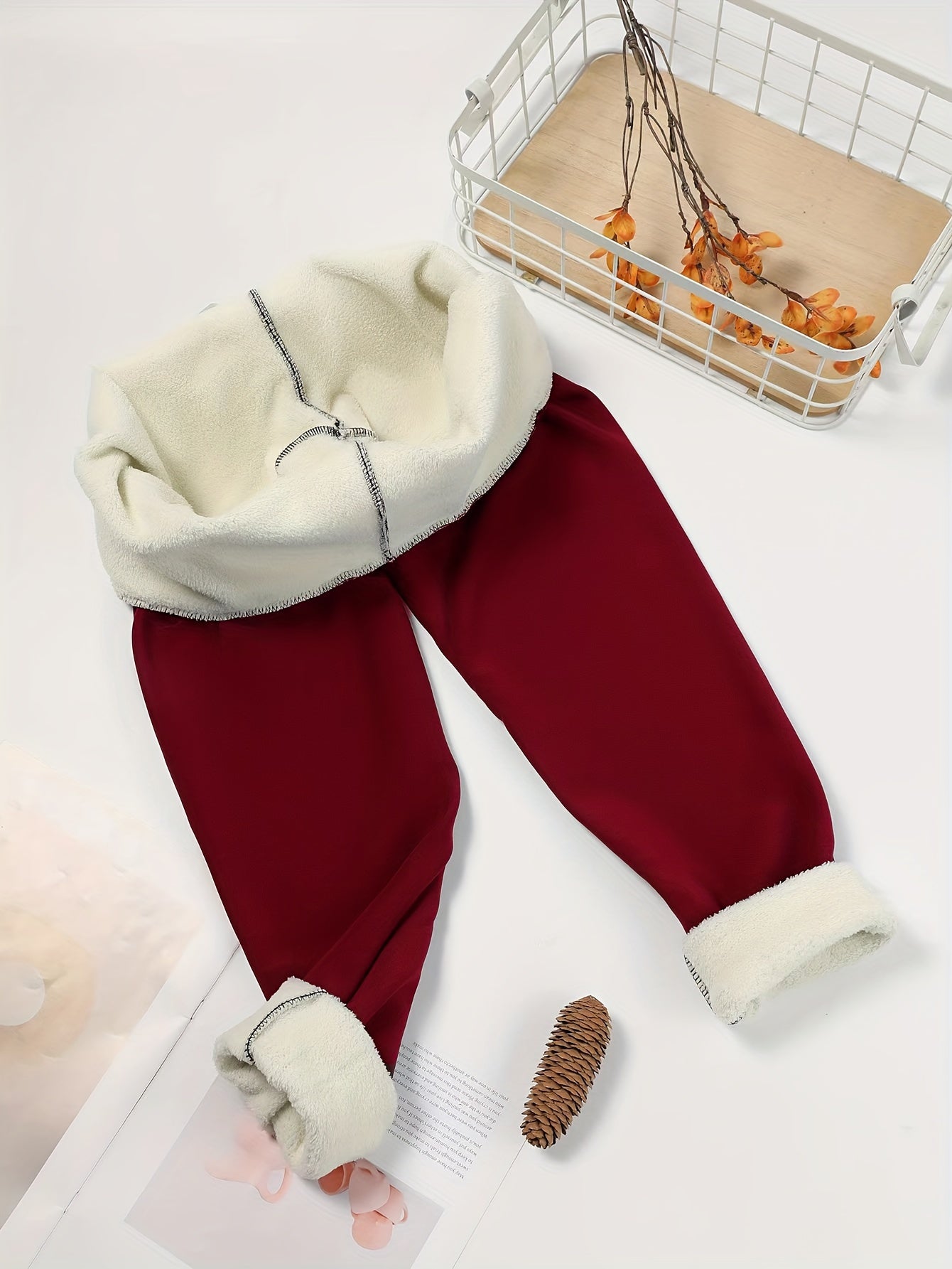 Women's Plush-Lined High Waist Leggings, Elastic And Comfortable, Casual Style Warm Pants For Winter, For Thermal Wear