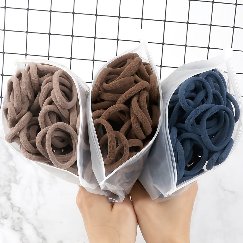 Juego de 50 bandas elásticas para el pelo para mujer, de 4 cm, de colores lisos y sencillos, accesorios para el cabello, coleteros.