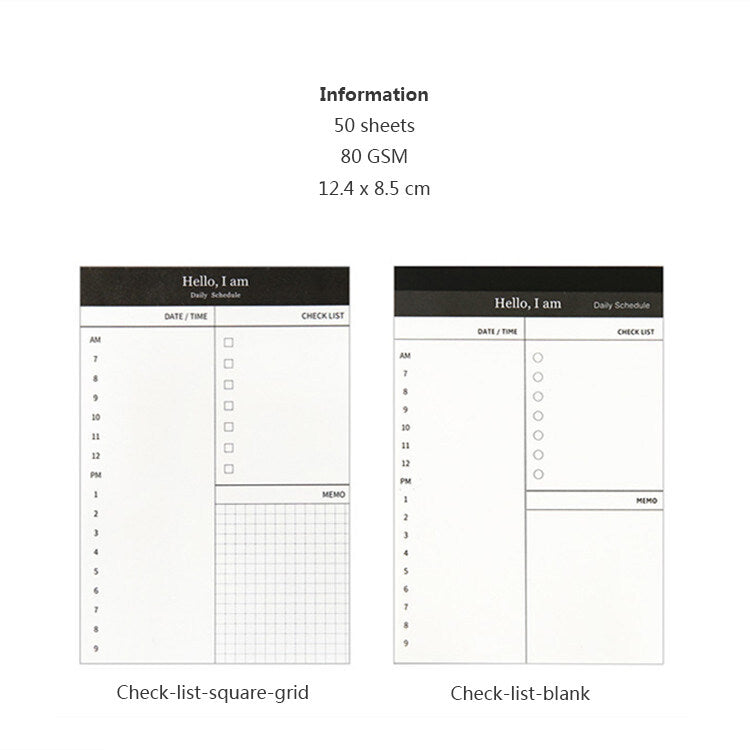 Mini daily checklist planner. Desk time schedule. Office/school notebook/planner. Stationery weekly planner.