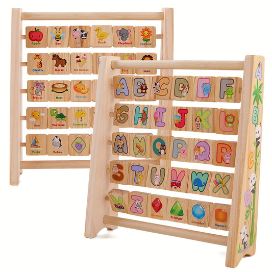 [Fast Arrival] YIDIEMO Wooden Alphabet Blocks & Abacus Activity Toy - Early Learning Enlightenment for Youngsters, Perfect for Birthday, Halloween, Christmas Gifts