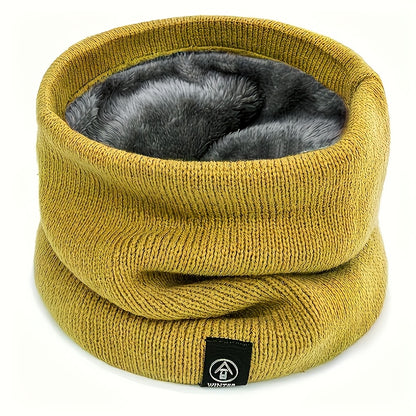 Soft & Warm Fleece-Lined Knit Scarf - Windproof, Cozy Double Layer Neck Warmer for Winter | Easy Slip-On Design | Perfect for Casual to Formal Outfits