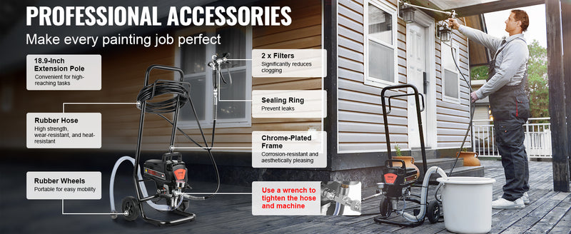 VEVOR 750W 950W Airless Paint Sprayer 3000PSI High Efficiency Electric Airless Sprayer Handheld Paint Sprayers for Home Interior