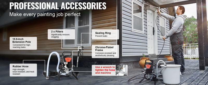 VEVOR 750W 950W Airless Paint Sprayer 3000PSI High Efficiency Electric Airless Sprayer Handheld Paint Sprayers for Home Interior