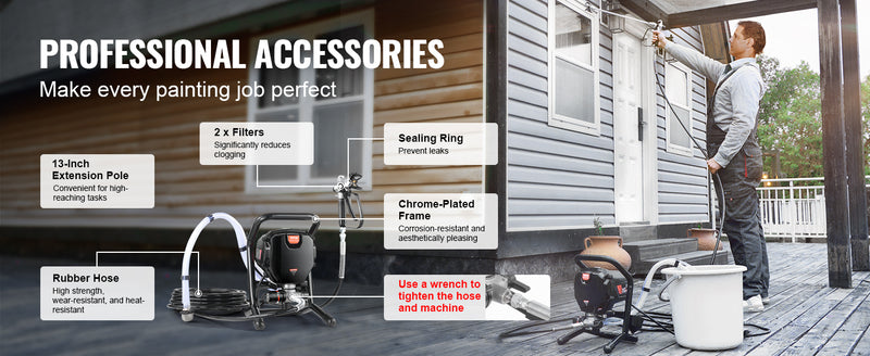 VEVOR 750W 950W Airless Paint Sprayer 3000PSI High Efficiency Electric Airless Sprayer Handheld Paint Sprayers for Home Interior