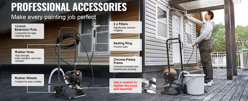 VEVOR 750W 950W Airless Paint Sprayer 3000PSI High Efficiency Electric Airless Sprayer Handheld Paint Sprayers for Home Interior