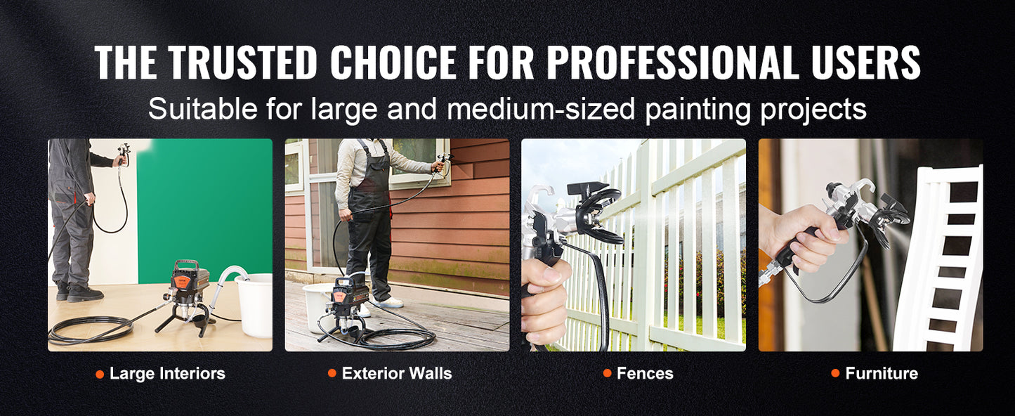 VEVOR 750W 950W Airless Paint Sprayer 3000PSI High Efficiency Electric Airless Sprayer Handheld Paint Sprayers for Home Interior