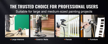 VEVOR 750W 950W Airless Paint Sprayer 3000PSI High Efficiency Electric Airless Sprayer Handheld Paint Sprayers for Home Interior