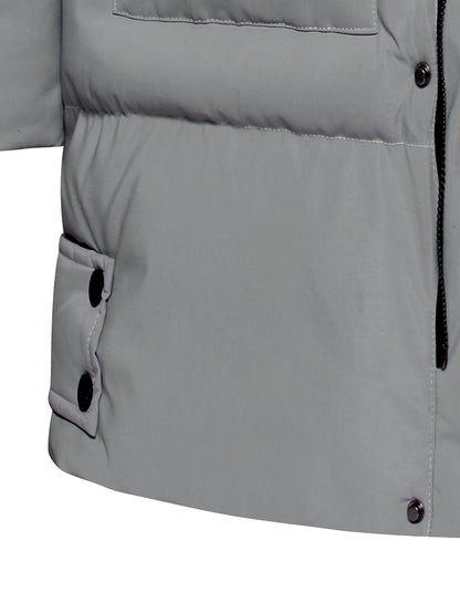 Men'S Solid Color Jacket, Comfy Warm Trendy Winter Cold-Proof Outwear As Gift