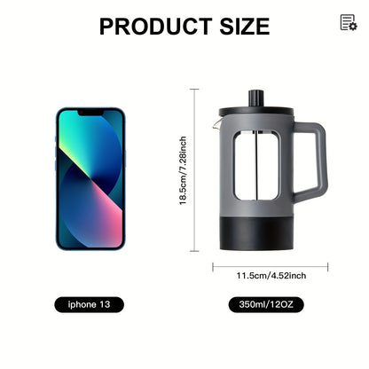 French Press Coffee Maker, 350ml/600ml/1L, Modern Style, Durable Glass and Stainless Steel, Manual Operation, Reusable Filter, Perfect for Camping and Home Use, Ideal for Halloween and Christmas Gift