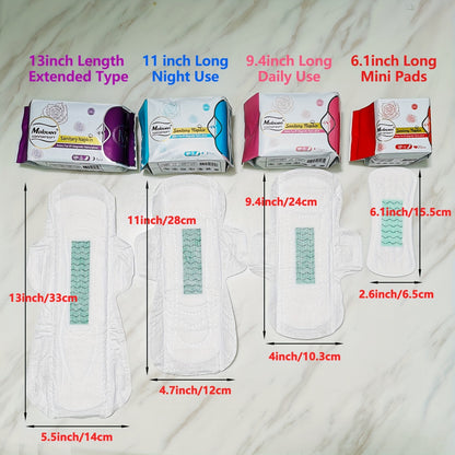 6-Pack Moloven Women'S Sanitary Napkins, 60/56pcs, Ultra-Thin Wings, Soft Comfort, Overnight Absorbent Menstrual Protection, Fragrance-Free, Disposable, Travel Size, Woven Fabric, Non-Woven Material, Pad Format