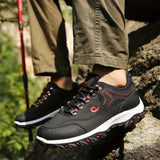 Botas de senderismo con cordones para hombre, resistentes y de talla grande, cómodas y antideslizantes, con suela suave para actividades al aire libre.