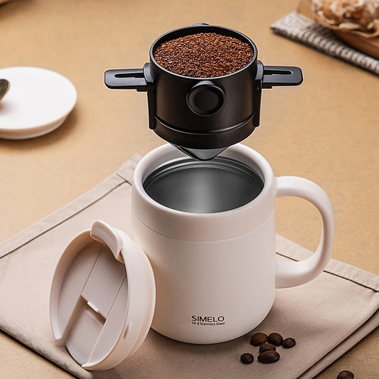 Taza de filtro de café portátil de acero inoxidable: reutilizable, diseño plegable para facilitar la limpieza y el almacenamiento, ideal para uso en la cocina doméstica.