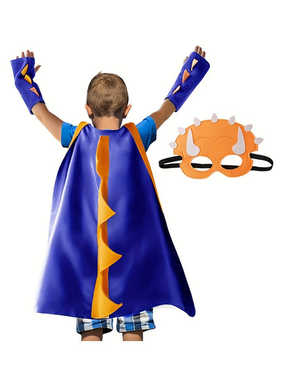 Boys Dinosaur Cape With Mask, Dragon-Wings Cloak For Halloween And Christmas, Suitable For Animal Party For Boys And Girls