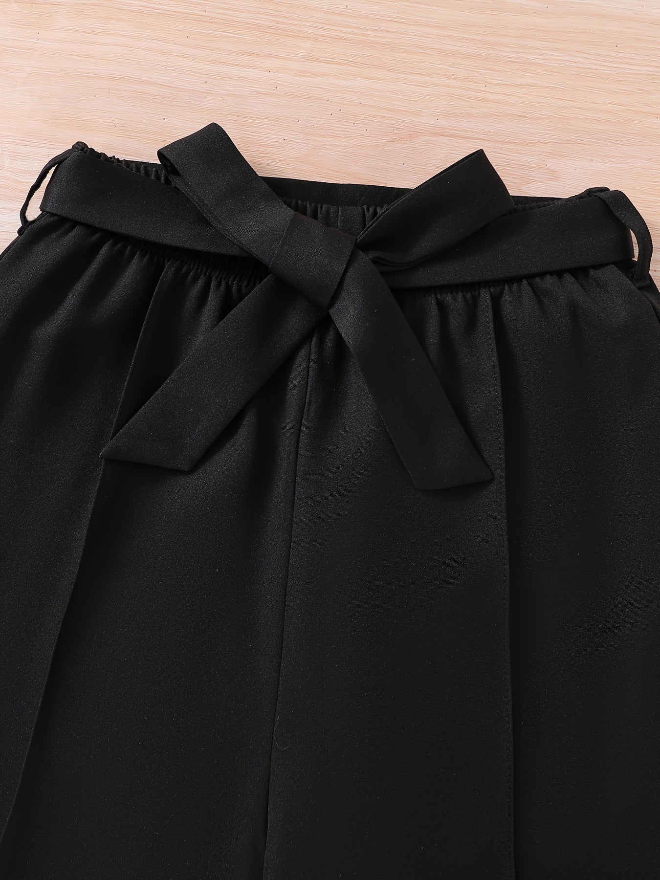 Conjunto elegante de otoño para niña de 3 piezas: blazer corto de poliéster con cinturón, camisola sin mangas, pantalón recto, corte entallado, color liso, ideal para primavera/otoño.