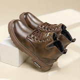 Botas vintage con cordones y cremallera lateral para hombre, resistentes al desgaste y antideslizantes para todas las estaciones.