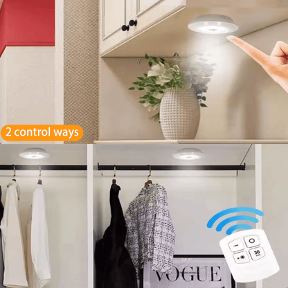 Dimmable LED Under Cabinet Lighting Kit with Remote Control - 6500K Cool White Light, Battery-Powered, Perfect for Closets & Kitchens (Batteries Not Included)