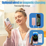 5000mAh Mag-Safe Wireless Charger, Mini Portable Power Bank with USB-C, Fast Charging for iPhone 15/14/13/12 Series and Airpods - Pink