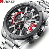 CURREN Reloj con Correa de Acero para Hombre Reloj de Pulsera Impermeable con sincronización Multifuncional Accesorios para Hombre