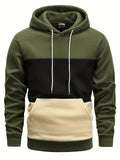 Color Block Hoodie, Cool Hoodies for Men, Men's Casual Graphic Design Pullover Hooded Sweatshirt with Kangaroo Pocket, Streetwear for Winter and Fall, As Gifts