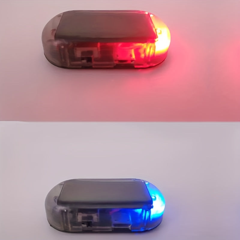 Alarma de simulación de coche con carga solar y USB, monitor antirrobo, luz roja y azul intermitente, protege tu coche contra robos.