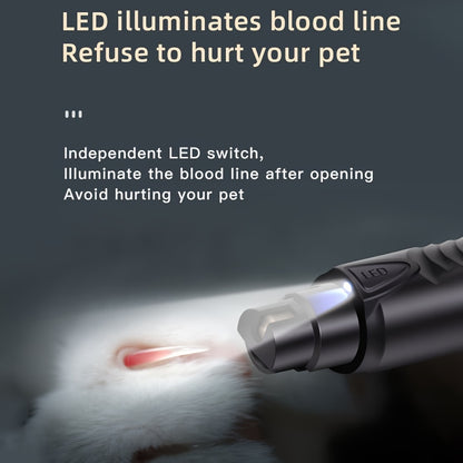 Rechargeable Pet Nail Grinder with LED Light - USB Powered, Lithium Battery, Ideal for Dogs &amp; Cats