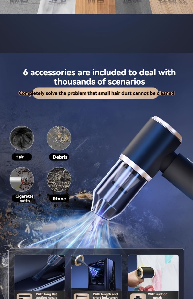 2-in-1 Wireless Car Vacuum Cleaner: 4000mAh Battery, 35dB Noise Level, 0-200W Power, ≥0.4L Dust Cup Capacity
